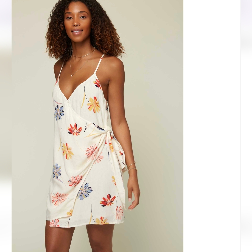O'Neill Cream Wrap Sundress with Spaghetti Straps